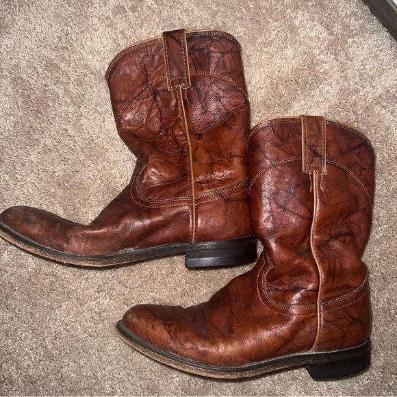 Justin Western Style Roper Boots Chestnut Brown Size 8.5B - Picture 10 of 15